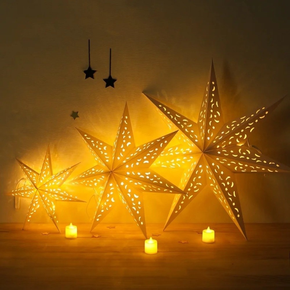 新年飾り　中空星型ハンギングペンダント　紙製　イード・ムバラ - Pendant Lighting Christmas Decor のレビューと価格