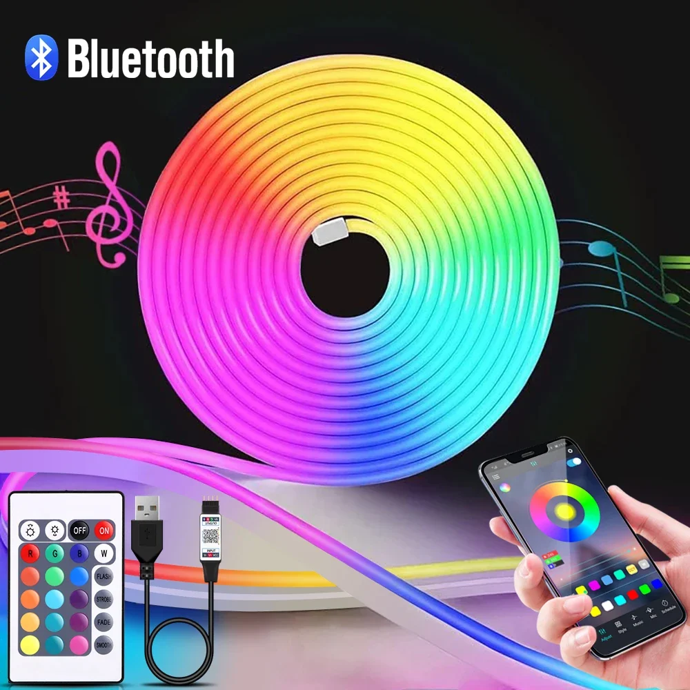 1-5m RGB LEDネオンストリップライト 5V USB - Lighting Decoration For Home のレビューと価格