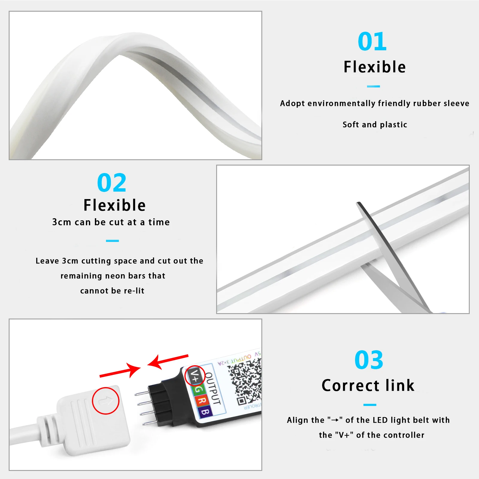 1-5m RGB LEDネオンストリップライト 5V USB - Lighting Decoration For Home のレビューと価格